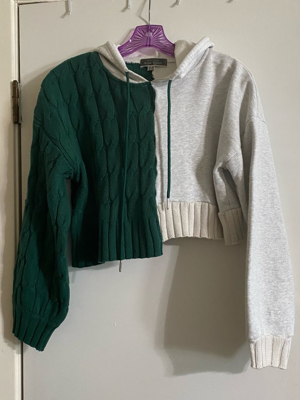 Blue Blush Green & White Knit Top